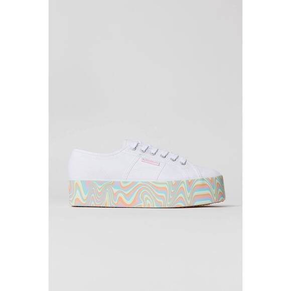 Superga 2790 Rainbow Stripe Platform Sneaker US 10.5 - Picture 2 of 13